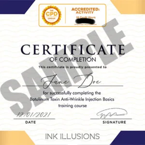 Hard Printed CPD Accredited Certificate for Botulinum Toxin Course